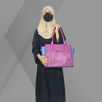 Women's Dual-Tone Tote Set – Fashion Handbag with Mini Purse Combo