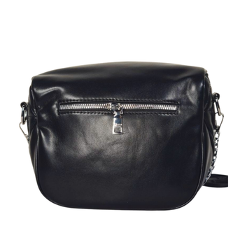 Black Quilted Shoulder Bag with Chain and Detachable Pouch