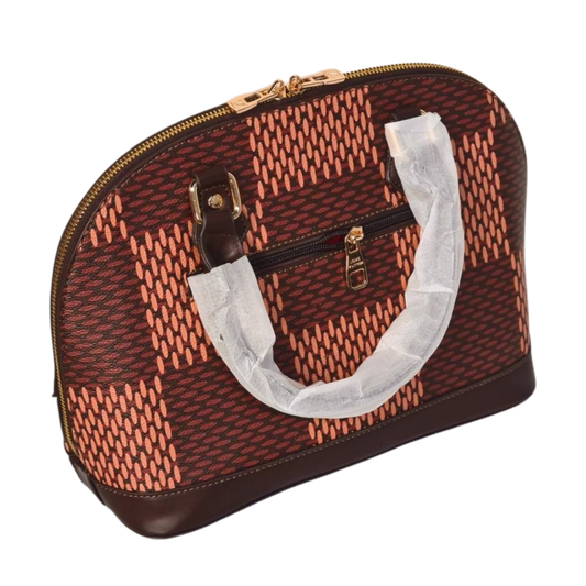 Monogram and Textured Panel Dome Satchel