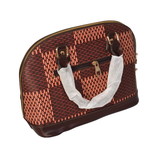 Damier and Textured Pattern Dome Satchel