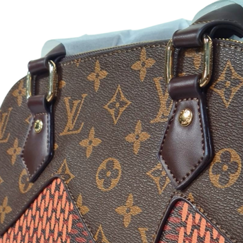 Monogram and Textured Panel Dome Satchel