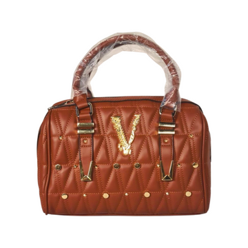 Embossed Quilted Bowler Bag with Gold Hardware