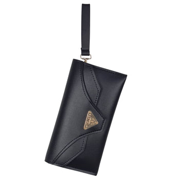 Premium Ladies Wallet Clutch with Gold Logo & Strap D154)