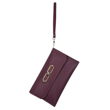 (D156) - Elegant Crossbody Clutch with Gold Chain Detailing