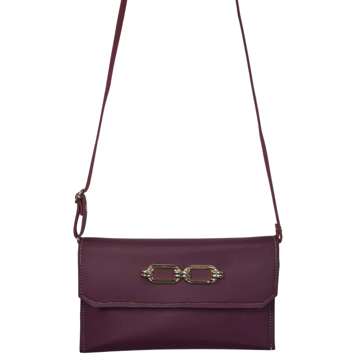 (D156) - Elegant Crossbody Clutch with Gold Chain Detailing
