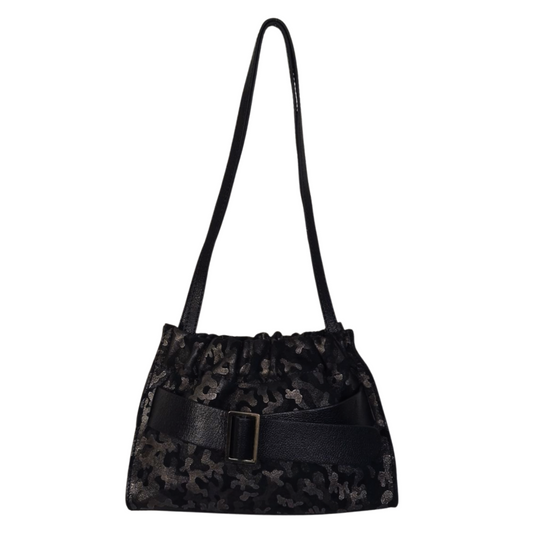 Black Velvet Buckle Shoulder Bag