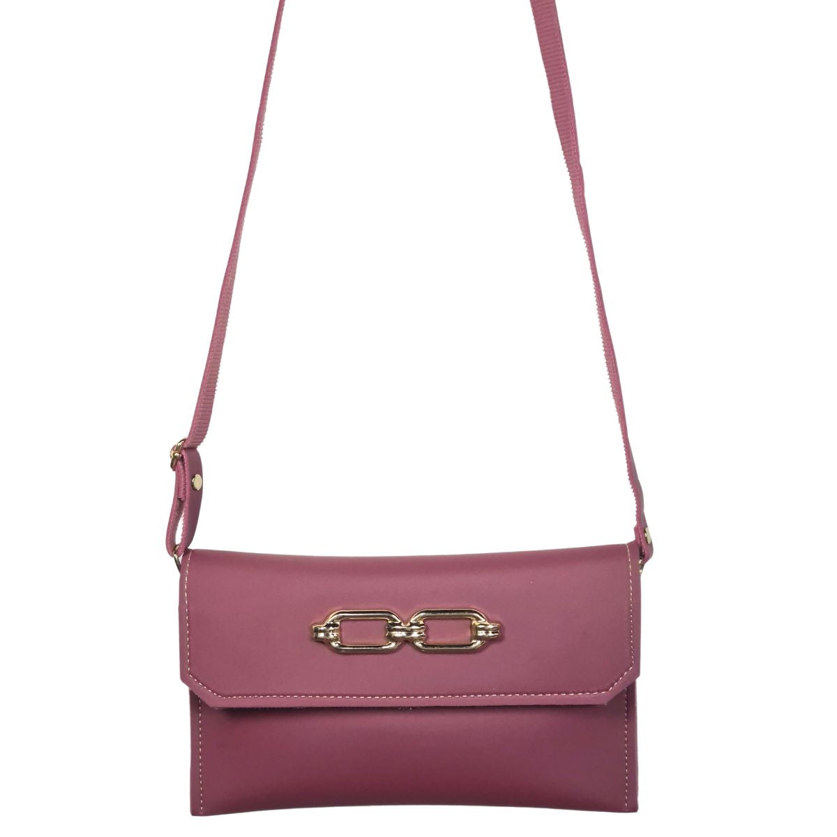 Elegant Crossbody Clutch with Gold Chain Detailing – (D156)