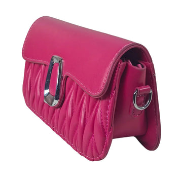 (D158) - Convertible Quilted Crossbody & Shoulder Bag with Silver Buckle