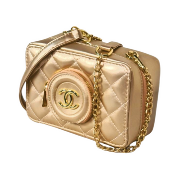 CHANNEL Quilted Box Shoulder Bag / Cross body with Chain