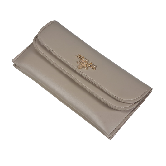 Premium Ladies Wallet Clutch with Gold Logo & Strap – Elegant Design (D155)